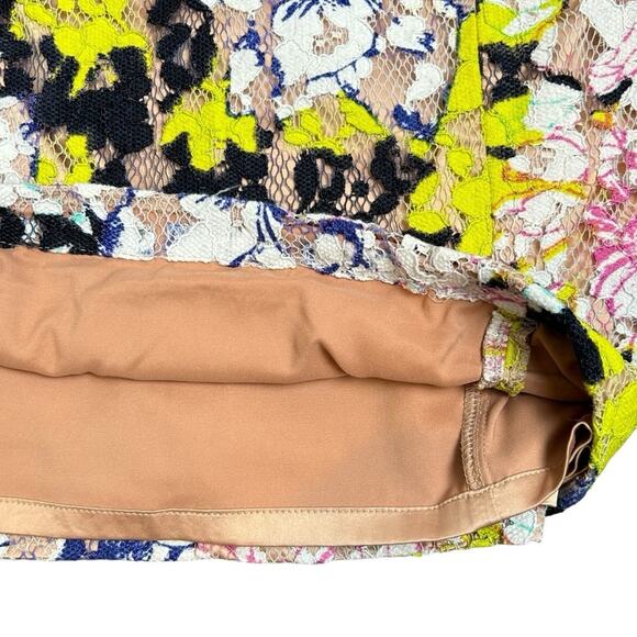 French Connection Dress Womens Size 6 Pink Green Black Floral Lace Sheath Lined - Picture 11 of 14